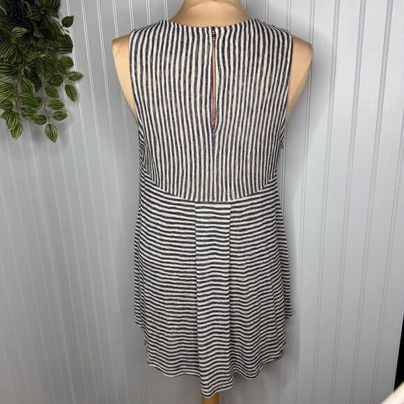 Anthropology W5 Sz L Striped Sleeveless Tank Top Blue Zip Back Knit Hi-Low Tunic - Picture 6 of 13